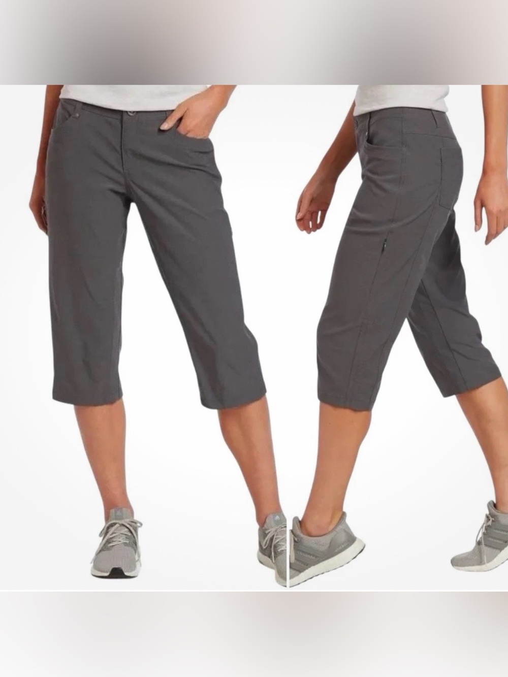 Kuhl Trekr Kapri Capri Pants Low Rise Crop Charcoal Outdoor Hiking Women’s sz 2